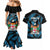 Fiji Rugby Couples Matching Mermaid Dress and Hawaiian Shirt Flying Fijians Blue Palm Tree Version - Wonder Print Shop