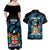 Fiji Rugby Couples Matching Off Shoulder Maxi Dress and Hawaiian Shirt Flying Fijians Blue Palm Tree Version - Wonder Print Shop