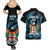 Fiji Rugby Couples Matching Summer Maxi Dress and Hawaiian Shirt Flying Fijians Blue Palm Tree Version - Wonder Print Shop