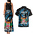Fiji Rugby Couples Matching Tank Maxi Dress and Hawaiian Shirt Flying Fijians Blue Palm Tree Version - Wonder Print Shop