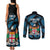 Fiji Rugby Couples Matching Tank Maxi Dress and Long Sleeve Button Shirts Flying Fijians Blue Palm Tree Version - Wonder Print Shop