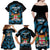 Fiji Rugby Family Matching Off Shoulder Maxi Dress and Hawaiian Shirt Flying Fijians Blue Palm Tree Version - Wonder Print Shop