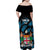 Fiji Rugby Family Matching Off Shoulder Maxi Dress and Hawaiian Shirt Flying Fijians Blue Palm Tree Version - Wonder Print Shop