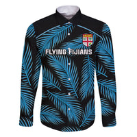 Fiji Rugby Family Matching Puletasi Dress and Hawaiian Shirt Flying Fijians Blue Palm Tree Version - Wonder Print Shop
