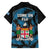 Fiji Rugby Family Matching Summer Maxi Dress and Hawaiian Shirt Flying Fijians Blue Palm Tree Version - Wonder Print Shop