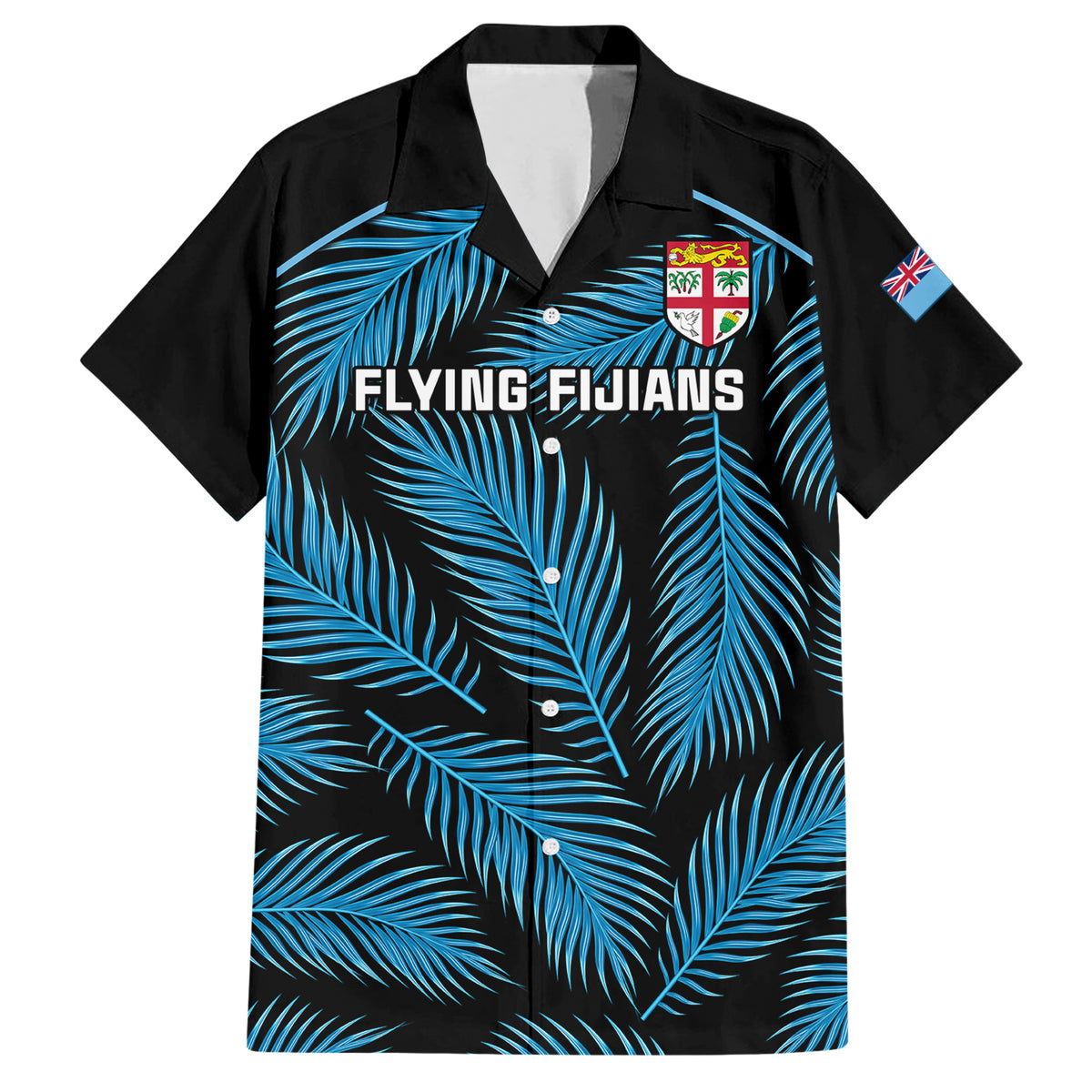 Fiji Rugby Hawaiian Shirt Flying Fijians Blue Palm Tree Version - Wonder Print Shop