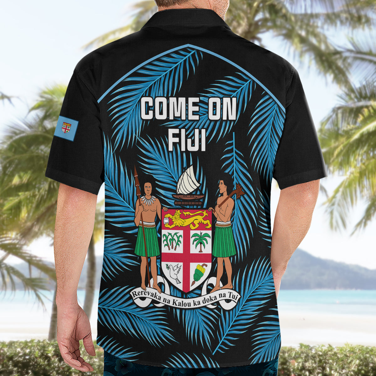 Fiji Rugby Hawaiian Shirt Flying Fijians Blue Palm Tree Version - Wonder Print Shop