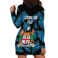 Fiji Rugby Hoodie Dress Flying Fijians Blue Palm Tree Version - Wonder Print Shop