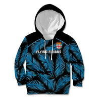 Fiji Rugby Kid Hoodie Flying Fijians Blue Palm Tree Version - Wonder Print Shop
