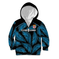 Fiji Rugby Kid Hoodie Flying Fijians Blue Palm Tree Version - Wonder Print Shop