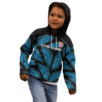 Fiji Rugby Kid Hoodie Flying Fijians Blue Palm Tree Version - Wonder Print Shop
