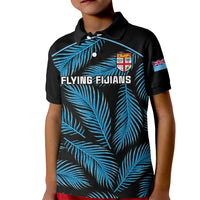 Fiji Rugby Kid Polo Shirt Flying Fijians Blue Palm Tree Version - Wonder Print Shop