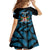 Fiji Rugby Kid Short Sleeve Dress Flying Fijians Blue Palm Tree Version - Wonder Print Shop