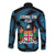 Fiji Rugby Long Sleeve Button Shirt Flying Fijians Blue Palm Tree Version - Wonder Print Shop