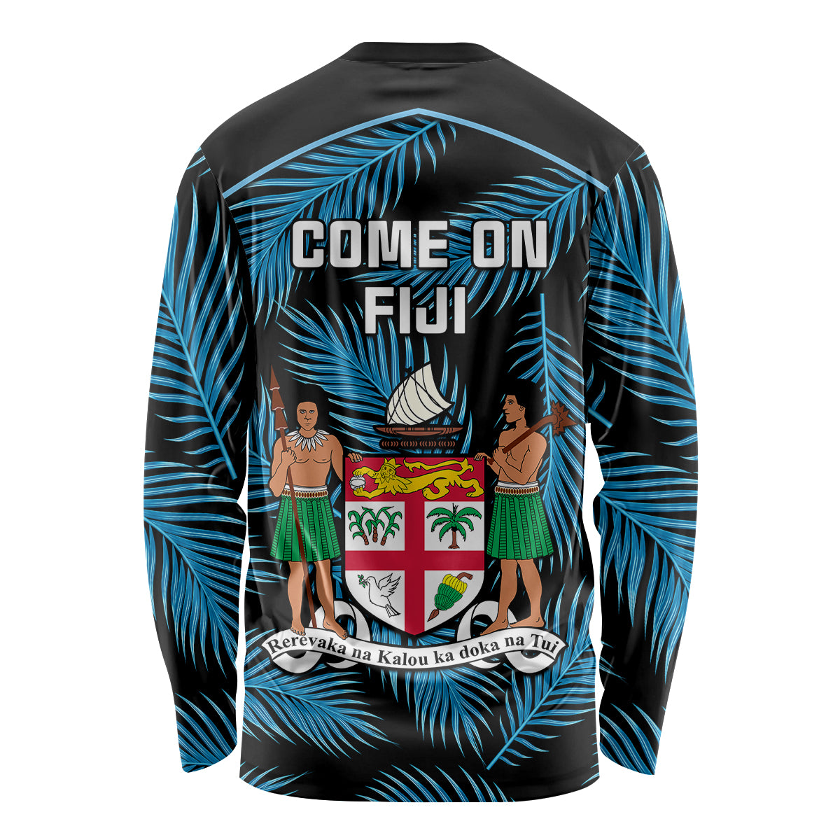 Fiji Rugby Long Sleeve Shirt Flying Fijians Blue Palm Tree Version - Wonder Print Shop