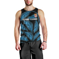 Fiji Rugby Men Tank Top Flying Fijians Blue Palm Tree Version - Wonder Print Shop