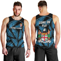Fiji Rugby Men Tank Top Flying Fijians Blue Palm Tree Version - Wonder Print Shop