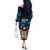 Fiji Rugby Off The Shoulder Long Sleeve Dress Flying Fijians Blue Palm Tree Version - Wonder Print Shop