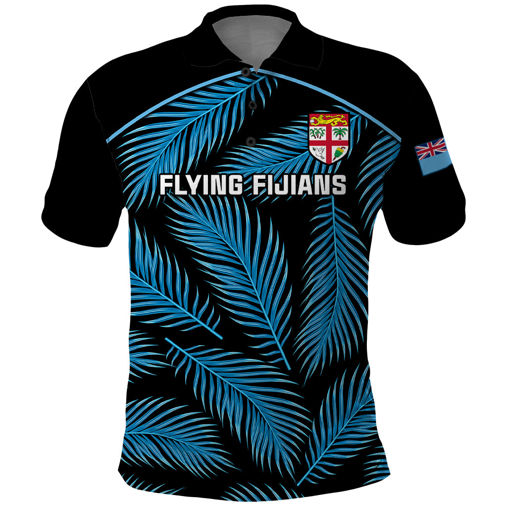Fiji Rugby Polo Shirt Flying Fijians Blue Palm Tree Version - Wonder Print Shop