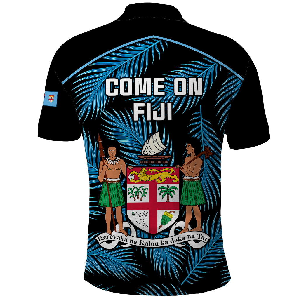 Fiji Rugby Polo Shirt Flying Fijians Blue Palm Tree Version - Wonder Print Shop