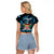 Fiji Rugby Raglan Cropped T Shirt Flying Fijians Blue Palm Tree Version - Wonder Print Shop