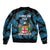 Fiji Rugby Sleeve Zip Bomber Jacket Flying Fijians Blue Palm Tree Version - Wonder Print Shop