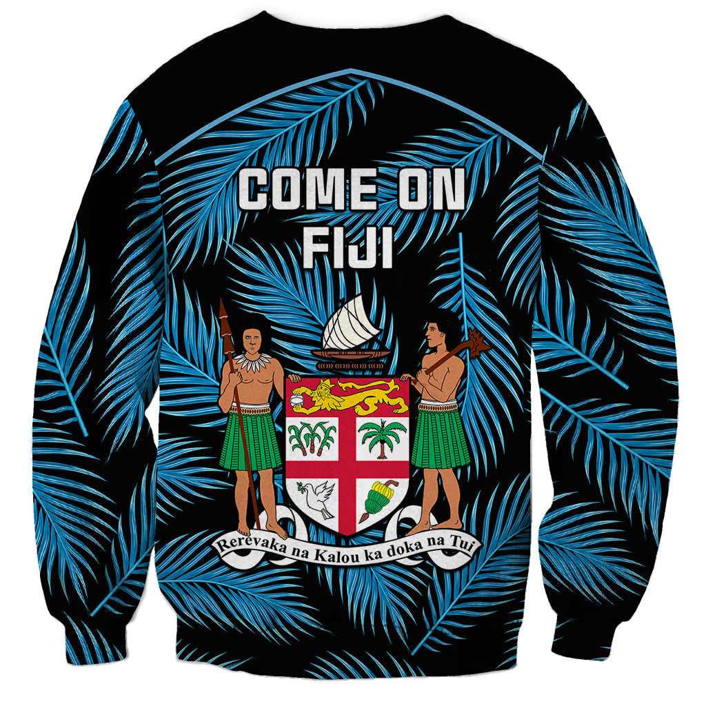 Fiji Rugby Sweatshirt Flying Fijians Blue Palm Tree Version - Wonder Print Shop