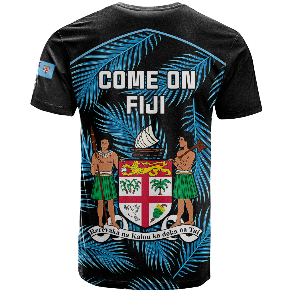 Fiji Rugby T Shirt Flying Fijians Blue Palm Tree Version - Wonder Print Shop