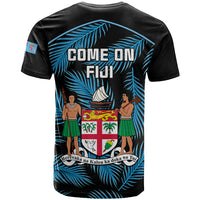 Fiji Rugby T Shirt Flying Fijians Blue Palm Tree Version - Wonder Print Shop