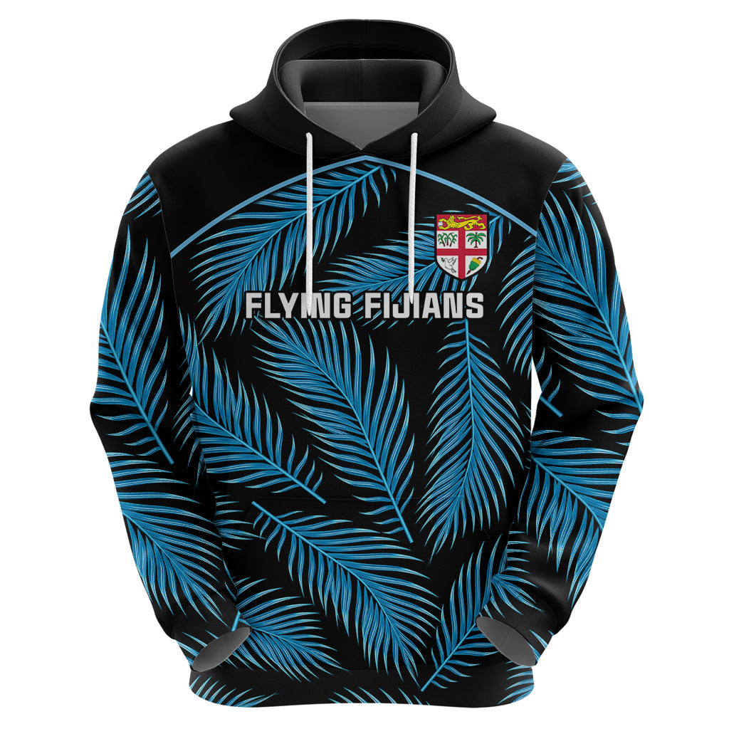 Custom Fiji Rugby Hoodie Flying Fijians Blue Palm Tree Version - Wonder Print Shop