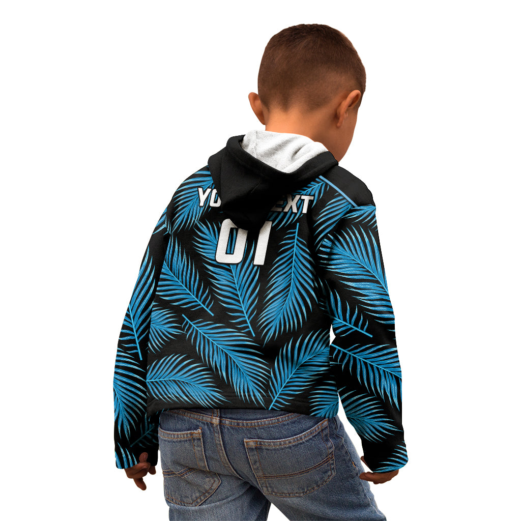 Custom Fiji Rugby Kid Hoodie Flying Fijians Blue Palm Tree Version - Wonder Print Shop
