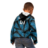 Custom Fiji Rugby Kid Hoodie Flying Fijians Blue Palm Tree Version - Wonder Print Shop