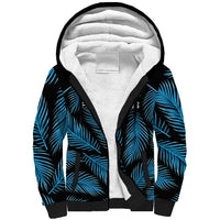 Custom Fiji Rugby Sherpa Hoodie Flying Fijians Blue Palm Tree Version - Wonder Print Shop