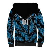 Custom Fiji Rugby Sherpa Hoodie Flying Fijians Blue Palm Tree Version - Wonder Print Shop
