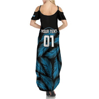 Custom Fiji Rugby Summer Maxi Dress Flying Fijians Blue Palm Tree Version - Wonder Print Shop