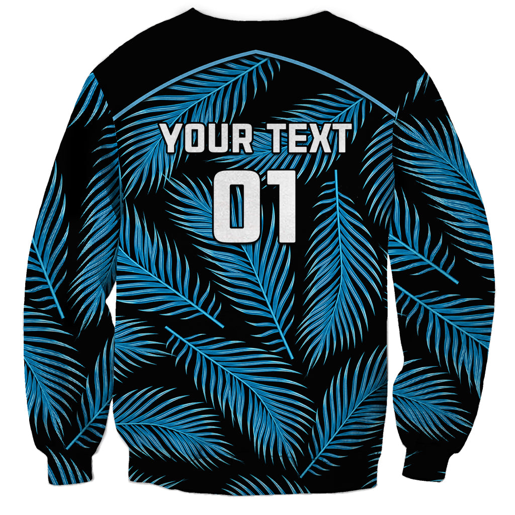 Custom Fiji Rugby Sweatshirt Flying Fijians Blue Palm Tree Version - Wonder Print Shop