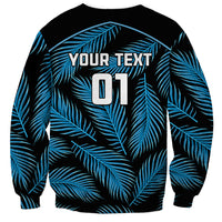 Custom Fiji Rugby Sweatshirt Flying Fijians Blue Palm Tree Version - Wonder Print Shop