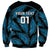Custom Fiji Rugby Sweatshirt Flying Fijians Blue Palm Tree Version - Wonder Print Shop