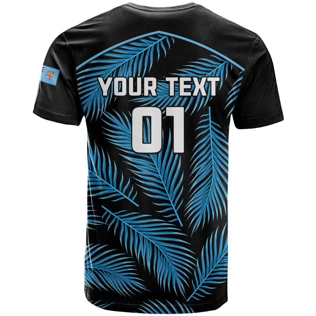 Custom Fiji Rugby T Shirt Flying Fijians Blue Palm Tree Version - Wonder Print Shop