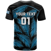 Custom Fiji Rugby T Shirt Flying Fijians Blue Palm Tree Version - Wonder Print Shop