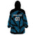 Custom Fiji Rugby Wearable Blanket Hoodie Flying Fijians Blue Palm Tree Version - Wonder Print Shop