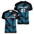 Custom Fiji Rugby Women V Neck T Shirt Flying Fijians Blue Palm Tree Version - Wonder Print Shop