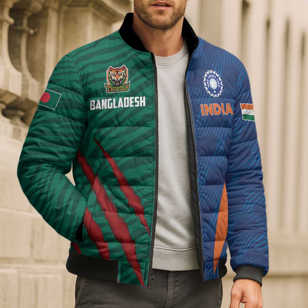 Custom Cricket India Vs Bangladesh Bomber Puffer Jacket Simple Style - Wonder Print Shop