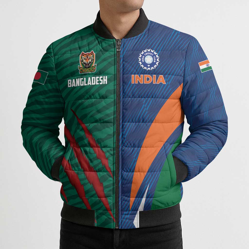 Custom Cricket India Vs Bangladesh Bomber Puffer Jacket Simple Style - Wonder Print Shop