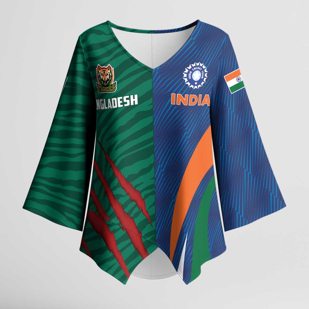 Custom Cricket India Vs Bangladesh Kimono Sleeve Blouse Simple Style - Wonder Print Shop