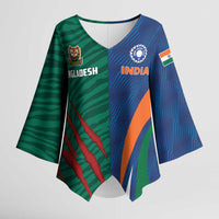 Custom Cricket India Vs Bangladesh Kimono Sleeve Blouse Simple Style - Wonder Print Shop