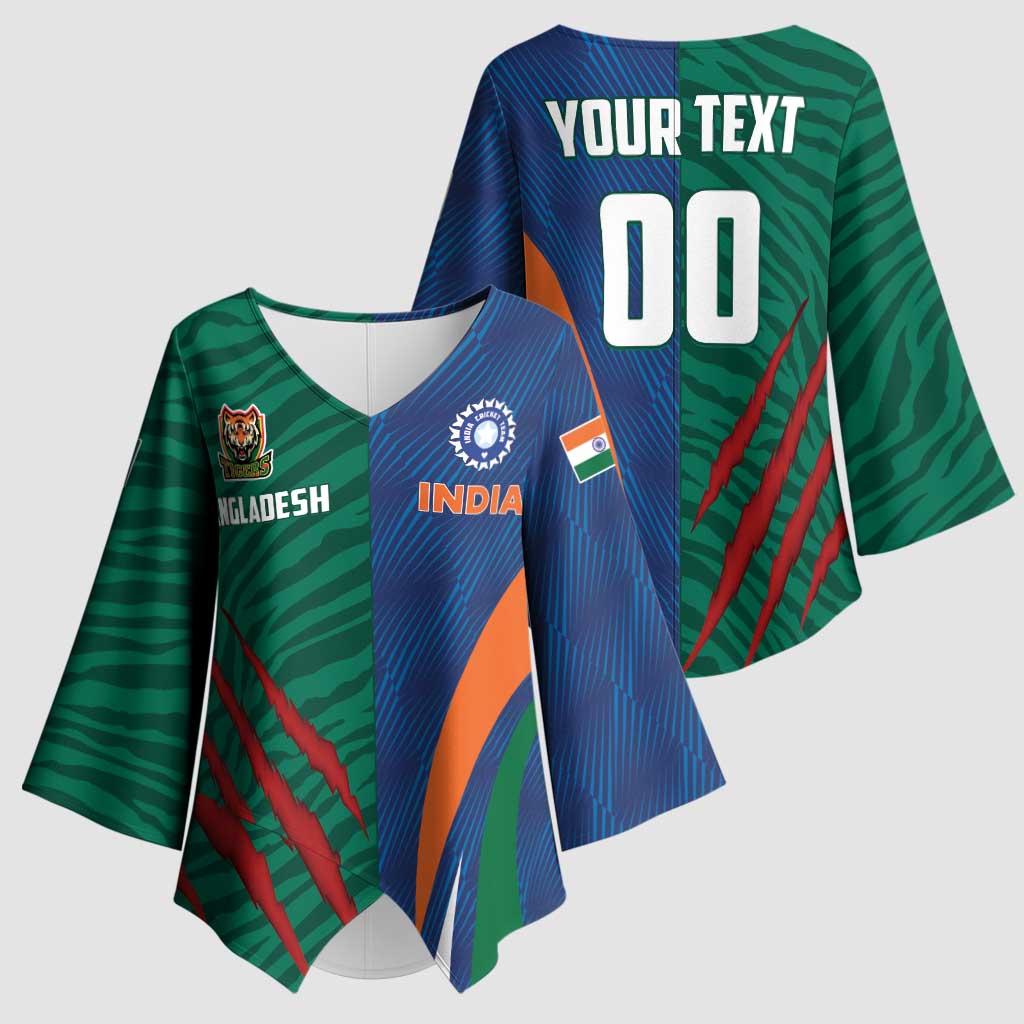 Custom Cricket India Vs Bangladesh Kimono Sleeve Blouse Simple Style - Wonder Print Shop