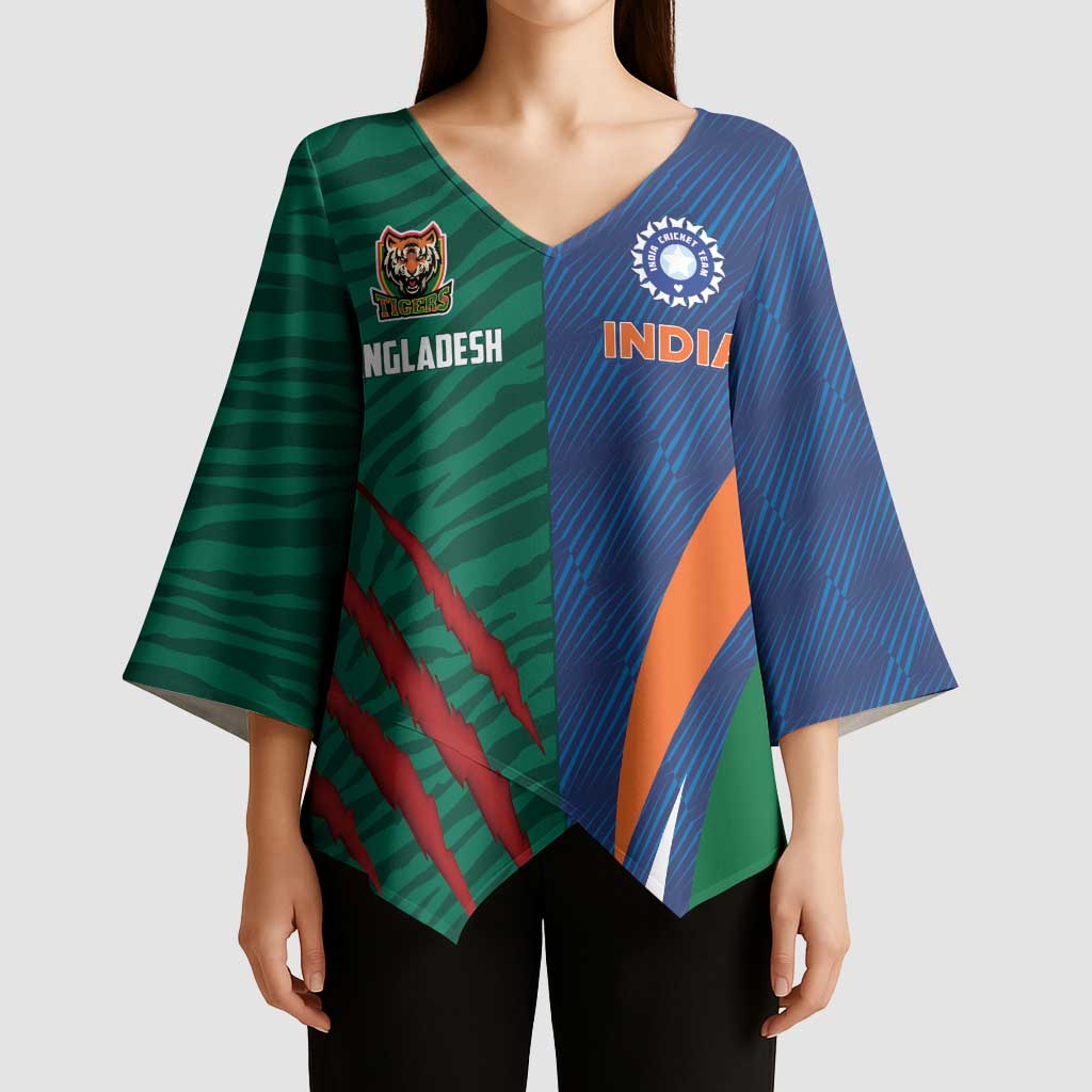 Custom Cricket India Vs Bangladesh Kimono Sleeve Blouse Simple Style - Wonder Print Shop