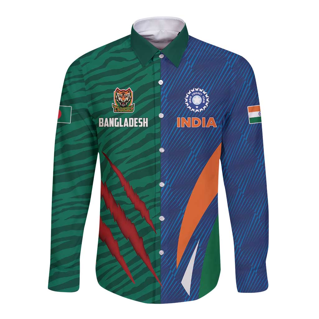 Custom Cricket India Vs Bangladesh Long Sleeve Button Shirt Simple Style - Wonder Print Shop