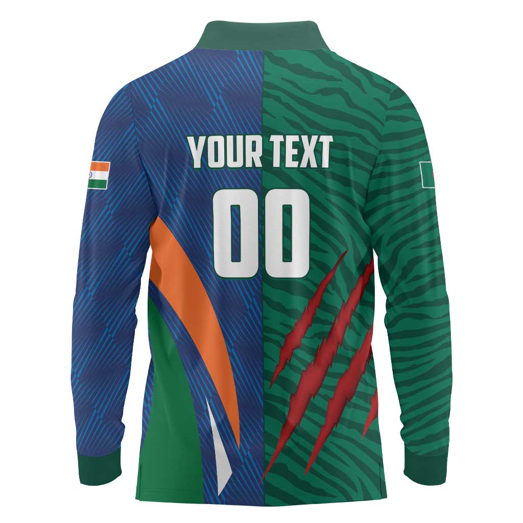 Custom Cricket India Vs Bangladesh Long Sleeve Polo Shirt Simple Style - Wonder Print Shop